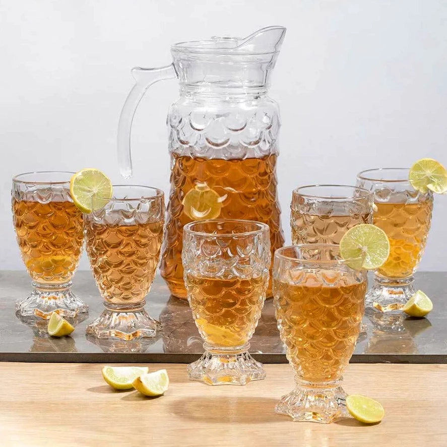 Mermaid Glass Set With Jug - 7 Pcs Set