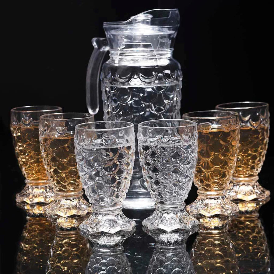 Mermaid Glass Set With Jug - 7 Pcs Set