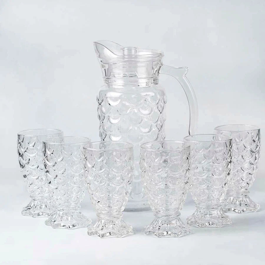 Mermaid Glass Set With Jug - 7 Pcs Set