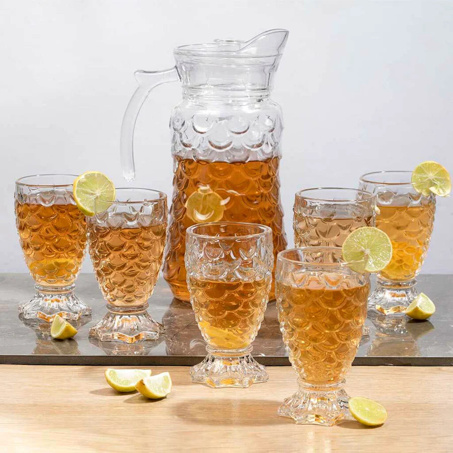 Mermaid Glass Set With Jug - 7 Pcs Set