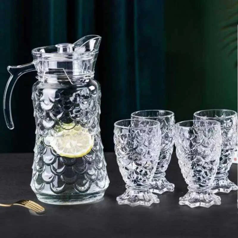 Mermaid Glass Set With Jug - 7 Pcs Set