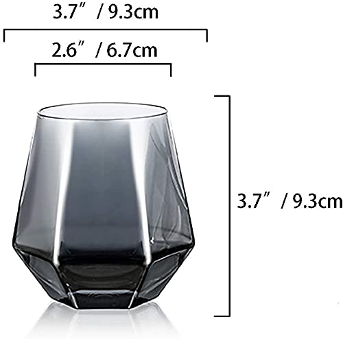 Hexagon  Grey Whiskey Glass - 350ML(Pack Of 6)