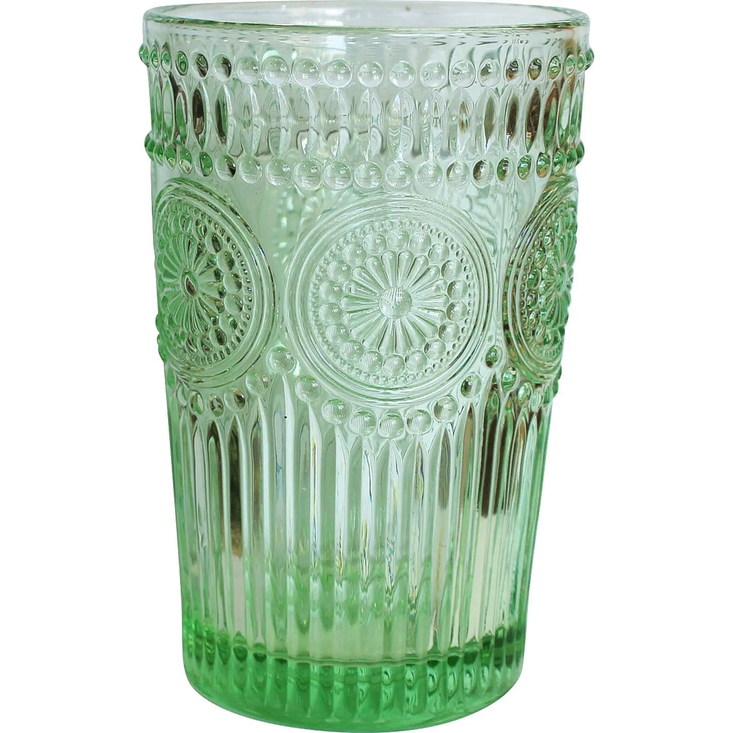 Embossed Vintage Drinking Glass - 340ML (Pack Of 6)