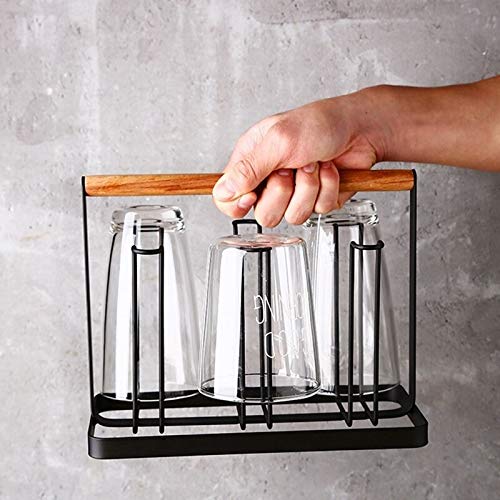 Glass Rack Stand with Wood Handle