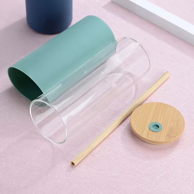 Borosilicate Glass Tumbler with Lid and Straw 450ml (1 Pcs)