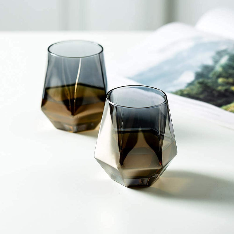 Hexagon  Grey Whiskey Glass - 350ML(Pack Of 6)
