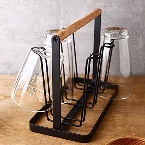 Glass Rack Stand with Wood Handle