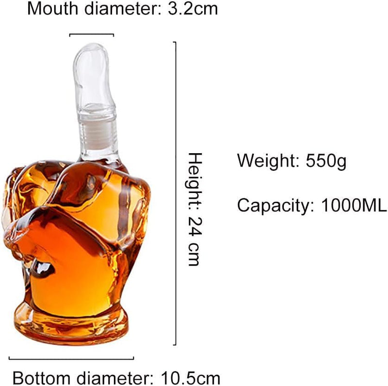 Middle Finger Decanter Set with 2 Glasses - 1000ML