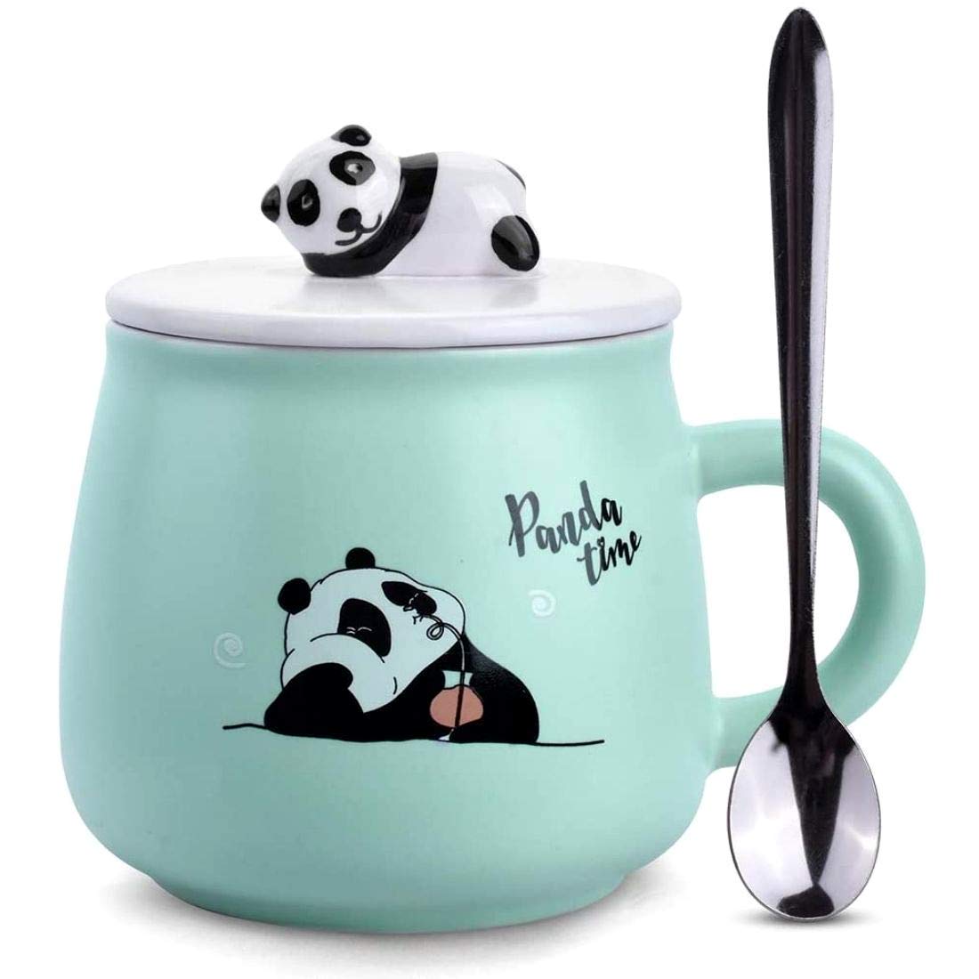 Panda Mug with 3D Hand-painted Lid And Spoon - 300ML (Pack Of 1)