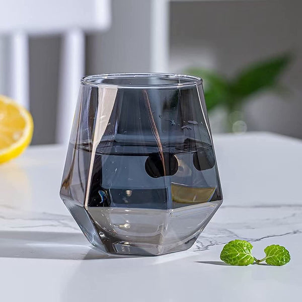 Hexagon  Grey Whiskey Glass - 350ML(Pack Of 6)