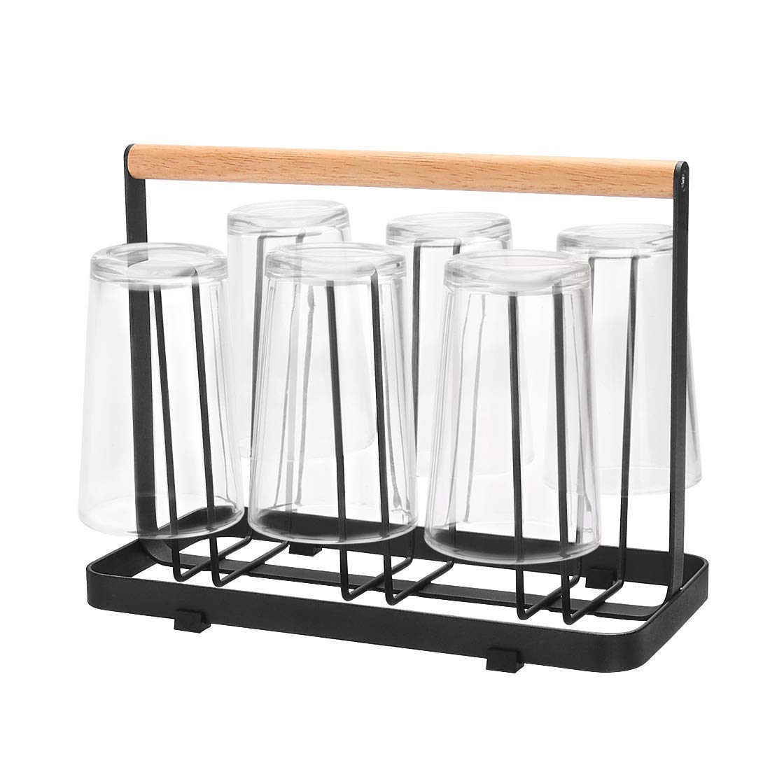 Glass Rack Stand with Wood Handle