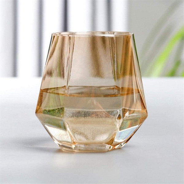 Hexagon Amber Whiskey Glass - 350ML(Pack Of 6)