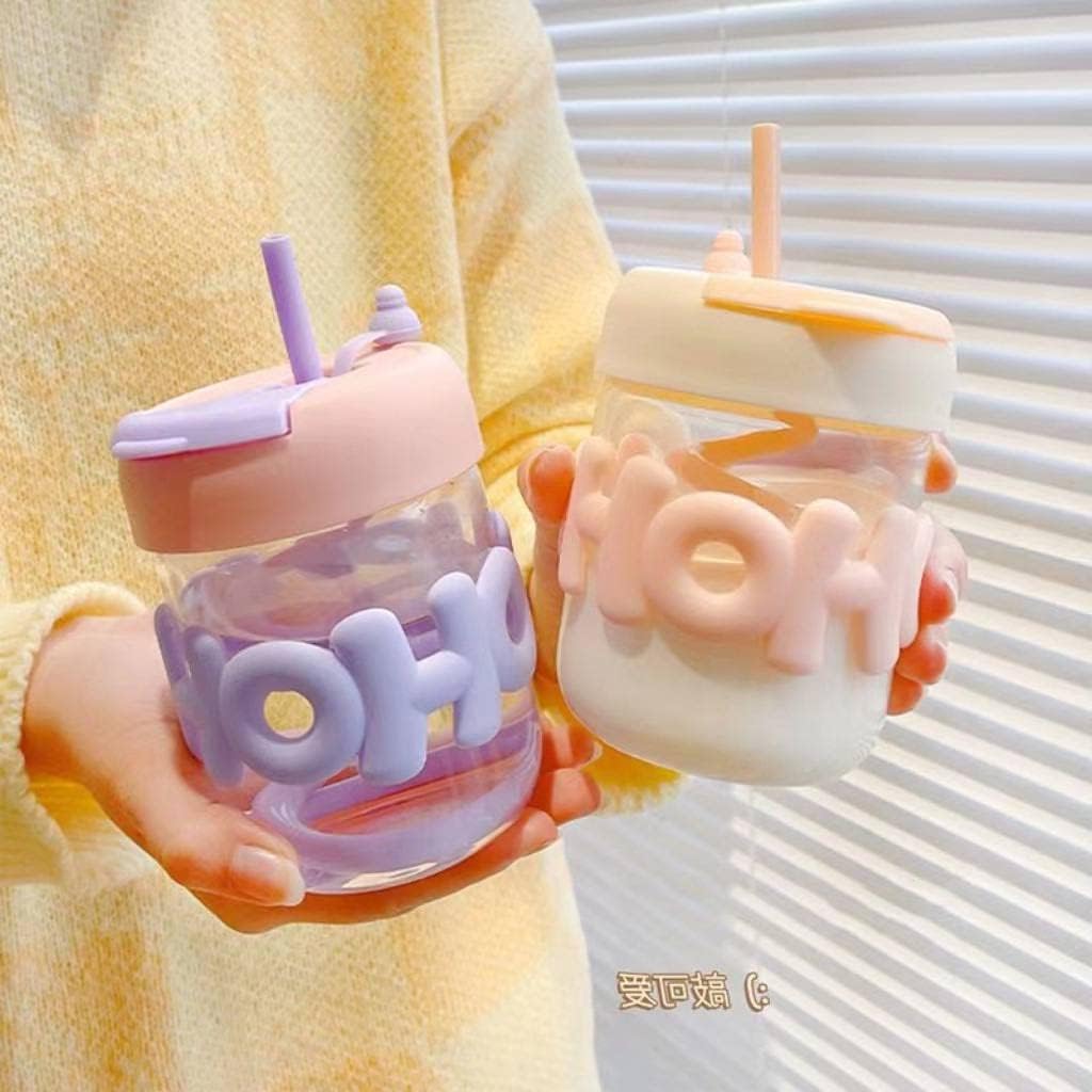 Cute Sipper Glass Straight Drink Straw - 470ML (1 Pcs)