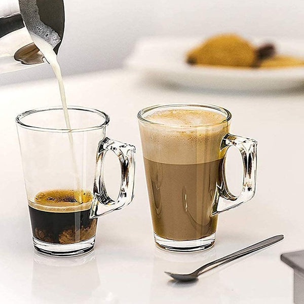 Crystal Transparent Coffee Glass Mugs, 260 ml (Pack Of 6)