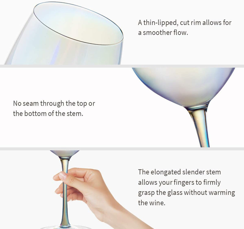 Rainbow Crystal Wine Glass - 400ML (Pack Of 6)