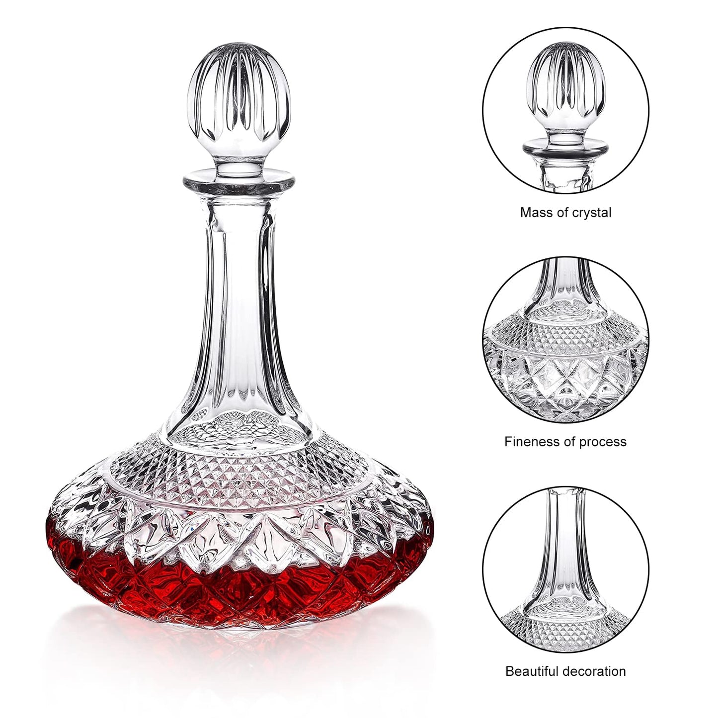 Single Wine Decanter, Crystal Bottle for Wine with Stopper - 1500ML