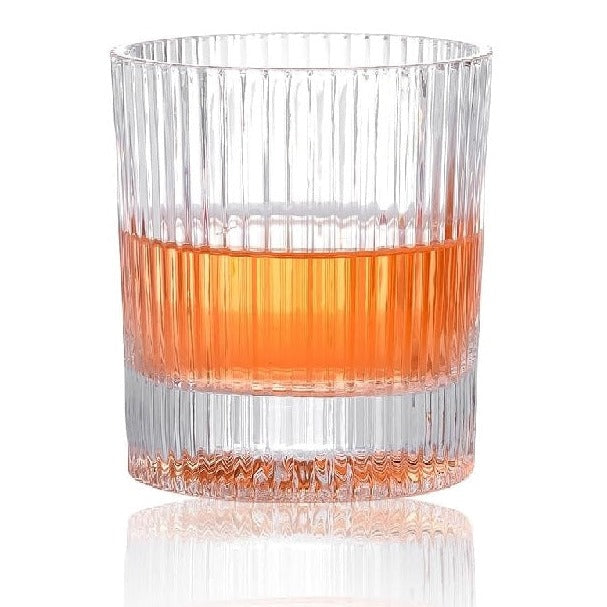 Crystal Striped Lowball Whiskey Glass - 260ML(Pack Of 6)