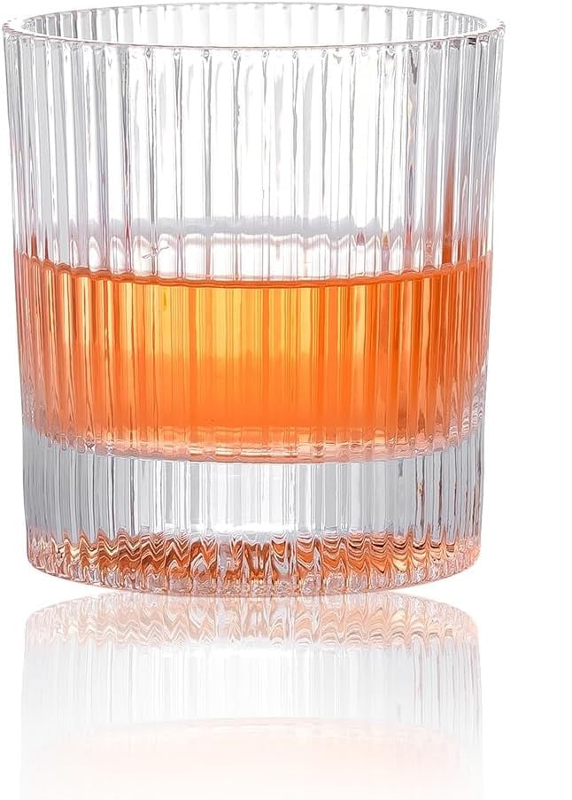 Crystal Striped Lowball Whiskey Glass - 260ML(Pack Of 6)