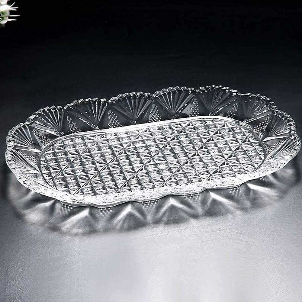 Crystal Glass Candy Round Shape jar Serving Bowl with Tray -Set of 3 Piece