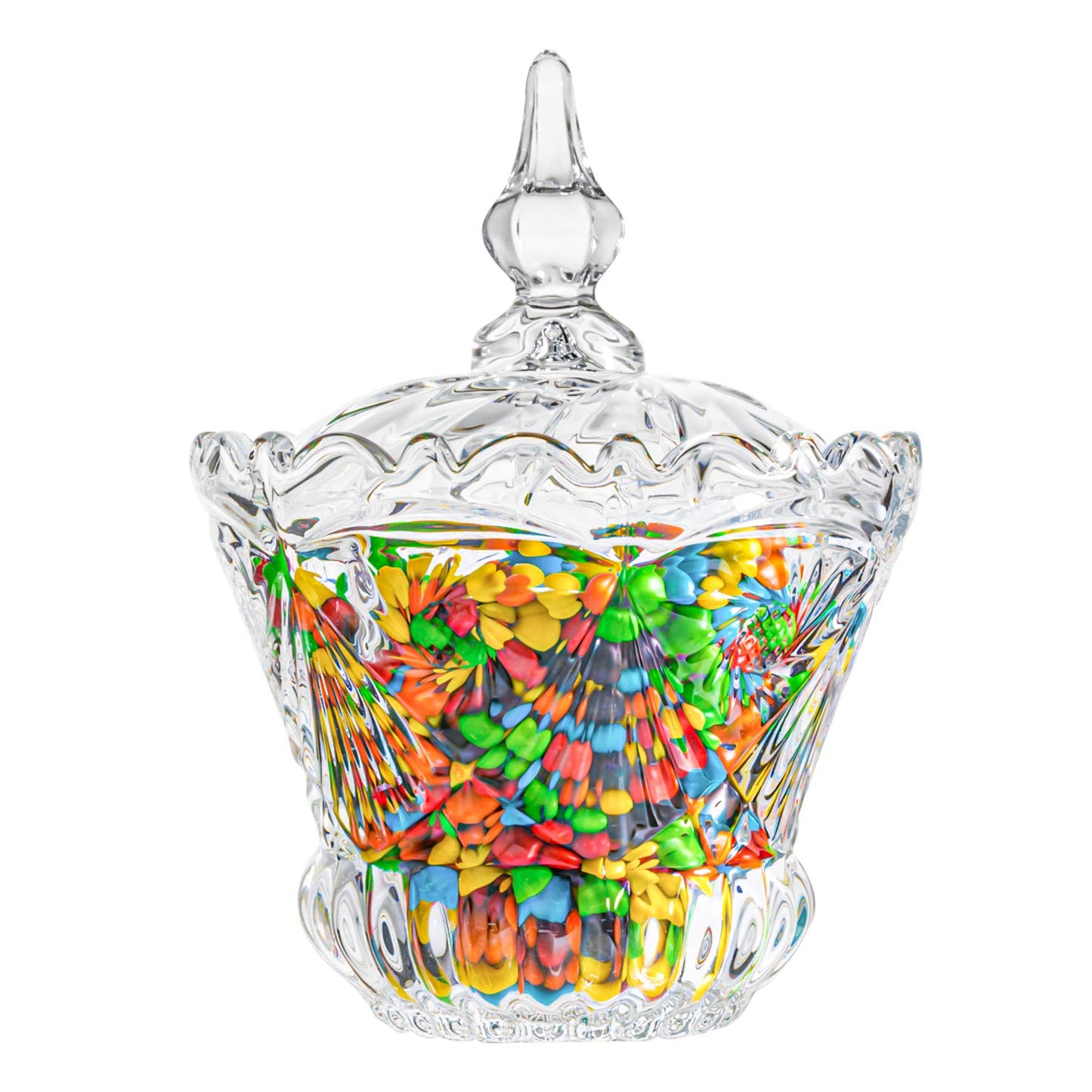 Crystal Candy Jar, Large Covered Candy Bowl (1 Pcs)