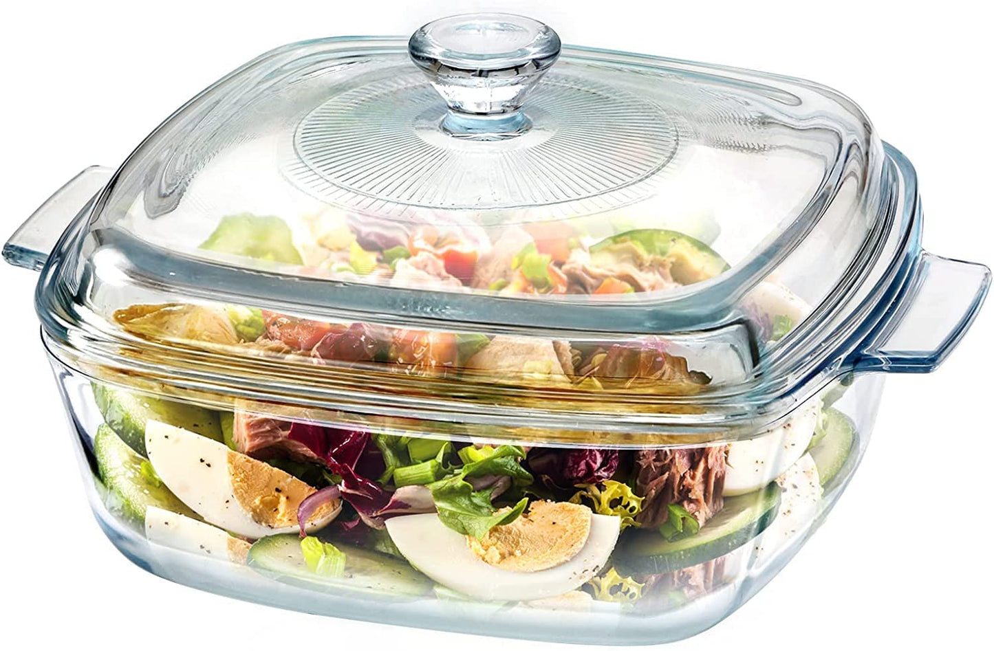 Square Glass Casserole Bowl with Lid - 1000ML