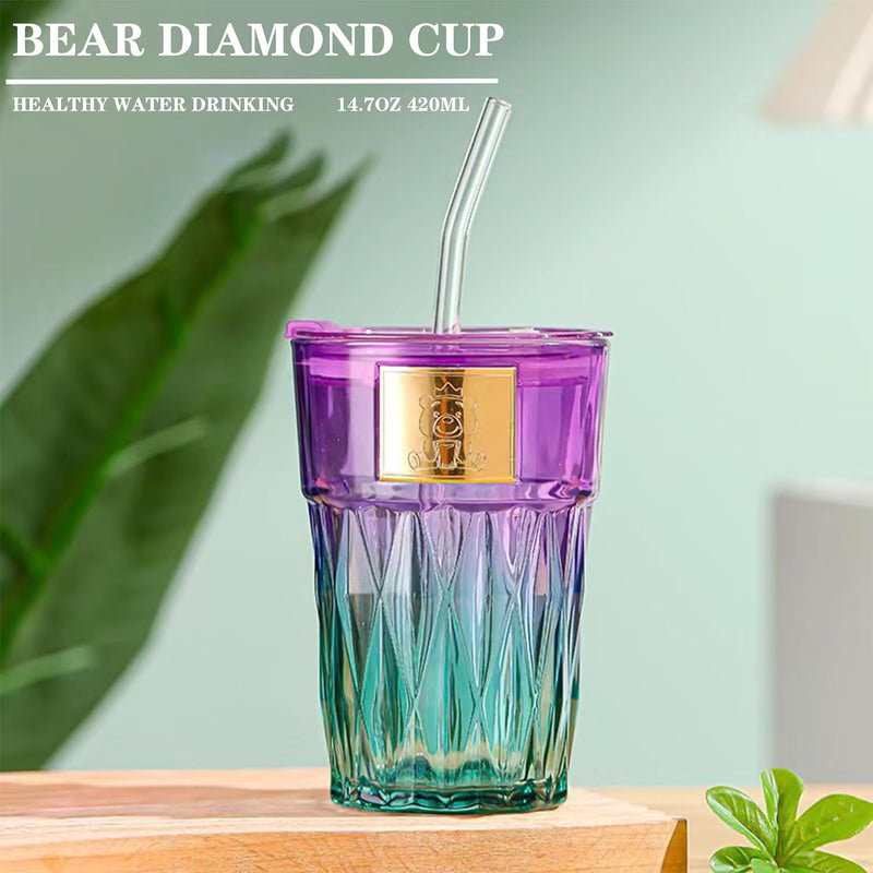 Multicolor Glass Sipper Cup - 400 ML(Pack Of 1)