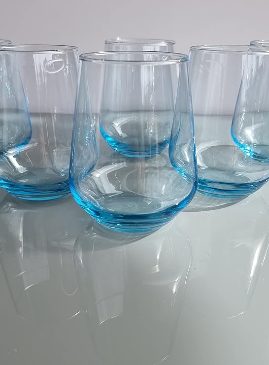 CRISTAL CLEAR BLUE WHISKY GLASS -370ML(Pack Of 6)