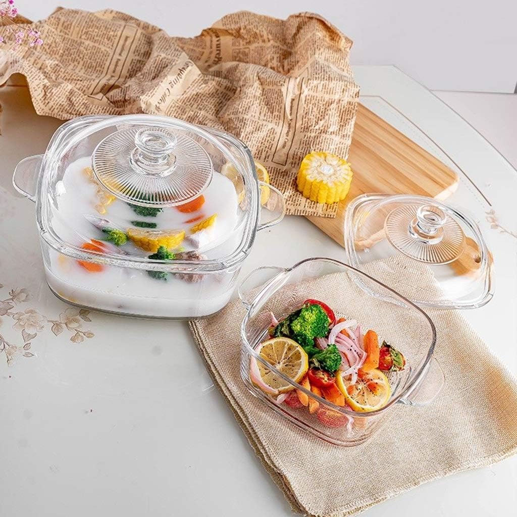 Square Glass Casserole Bowl with Lid - 1000ML