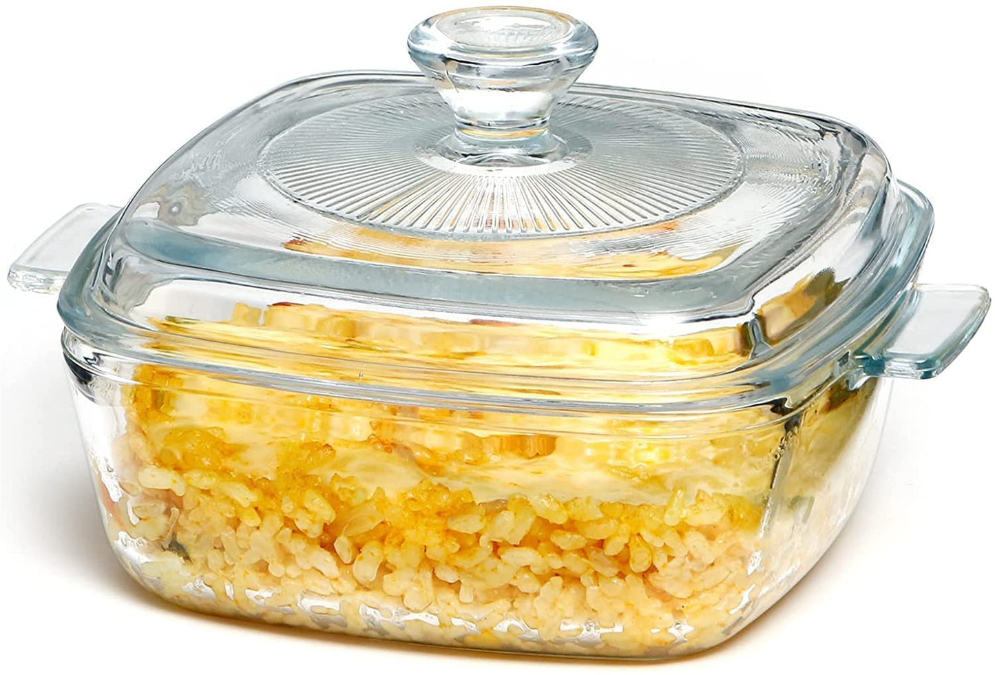 Square Glass Casserole Bowl with Lid - 1000ML