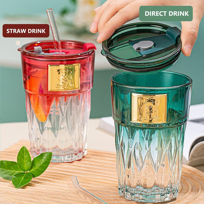 Multicolor Glass Sipper Cup - 400 ML(Pack Of 1)