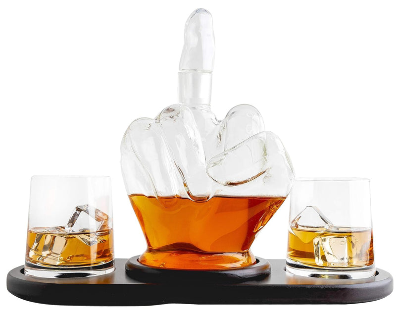 Middle Finger Decanter Set with 2 Glasses - 1000ML
