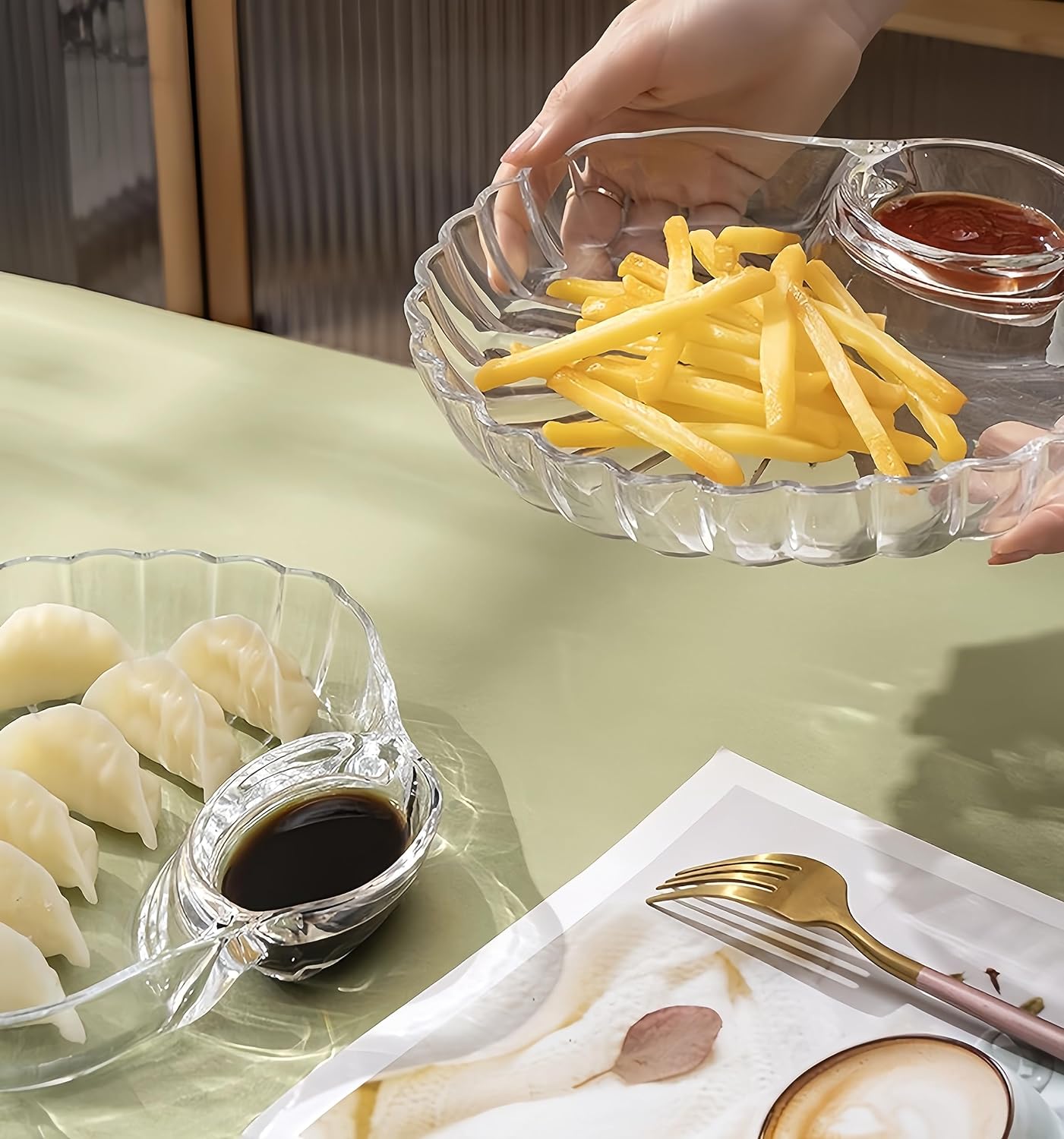 Shell-Shaped Glass Dip Plate