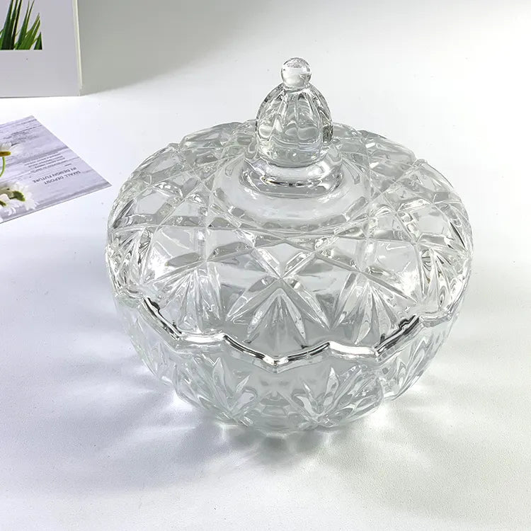 Crystal Glass Candy Round Shape jar Serving Bowl (Pack Of 1)