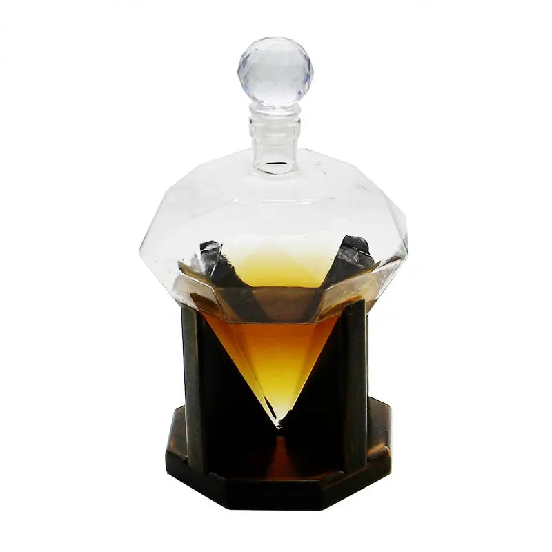 Single Handcrafted Diamond Glass Wine and Whiskey Decanter - 1000ML