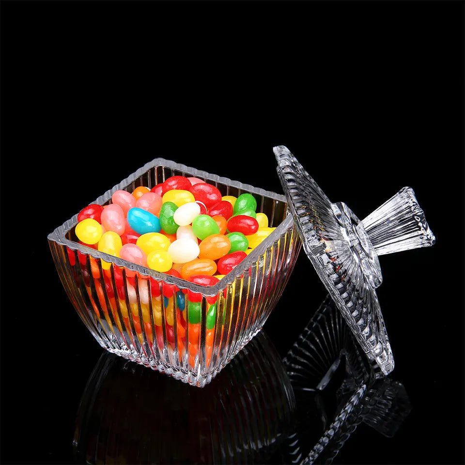 Crystal Glass Transparent Bowl with Lid (1Pcs)