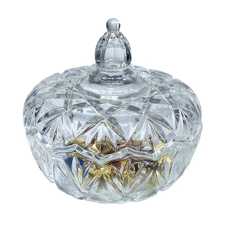 Crystal Glass Candy Round Shape jar Serving Bowl (Pack Of 1)