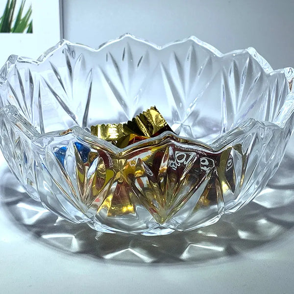 Crystal Glass Candy Round Shape jar Serving Bowl (Pack Of 1)