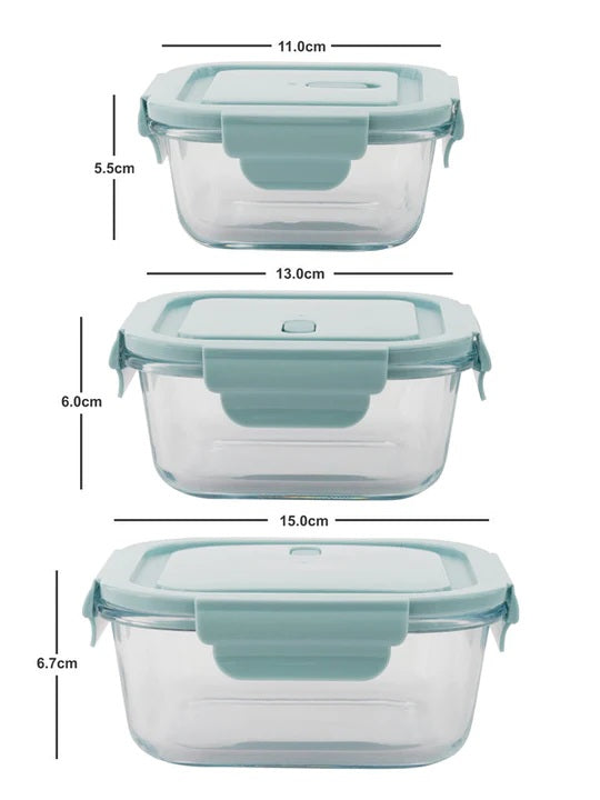 SKYBORN Glass Container with Airtight Lid Set of 3