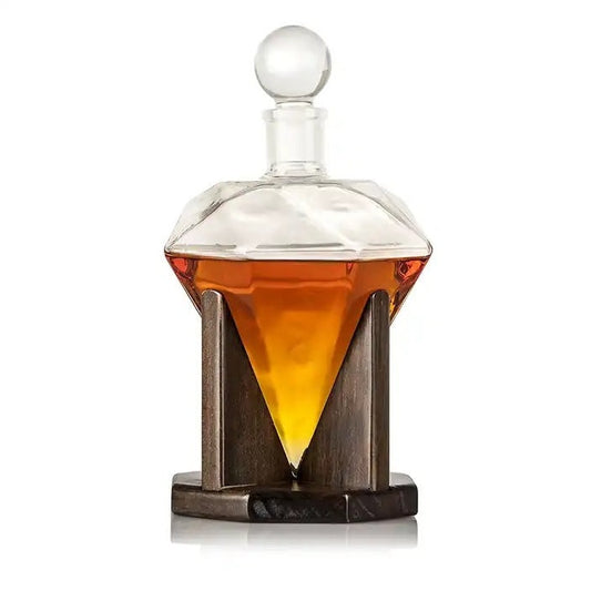 Single Handcrafted Diamond Glass Wine and Whiskey Decanter - 1000ML