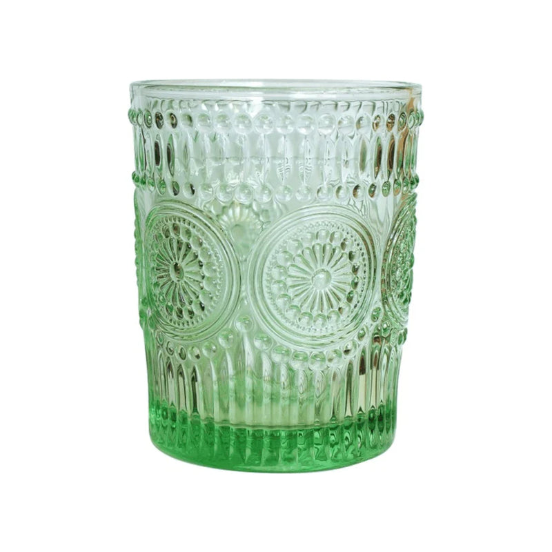 Embossed Vintage Drinking Glass - 340ML (Pack Of 6)