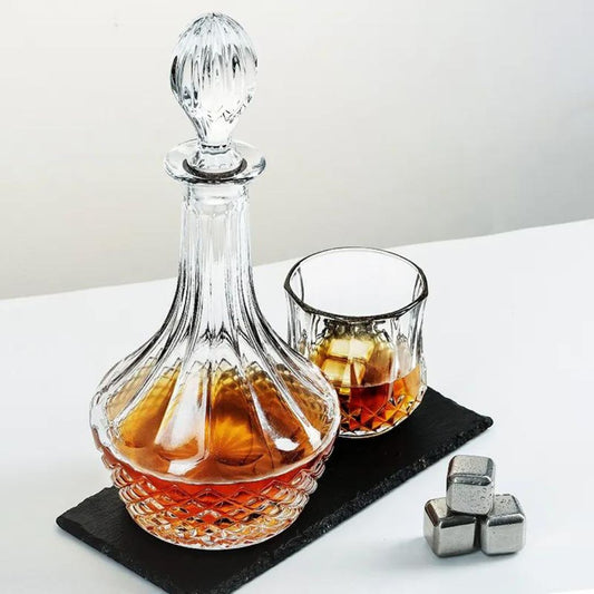 Single Classical Round Crystal Whisky Decanter - 1000ML