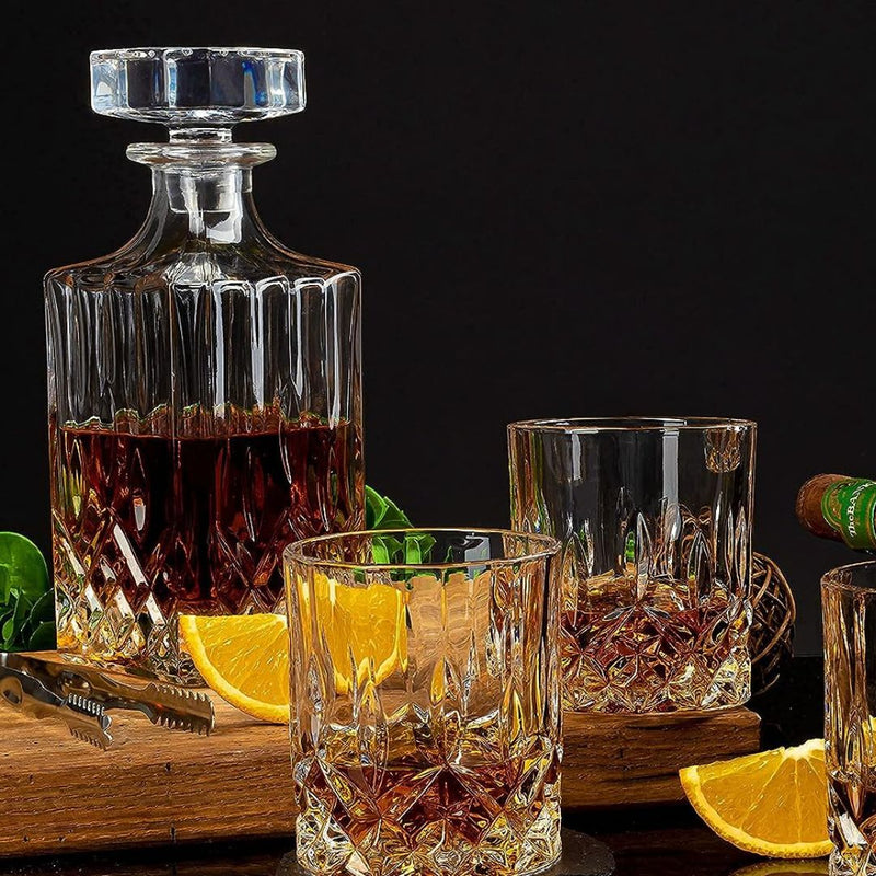 Buy ITALIAN CRAFTED ELEGANT WHISKEY DECANTER AND GLASSES SET- 1 DECANTER  AND 6 PCS GLASS SET Online In India. – Skyborn