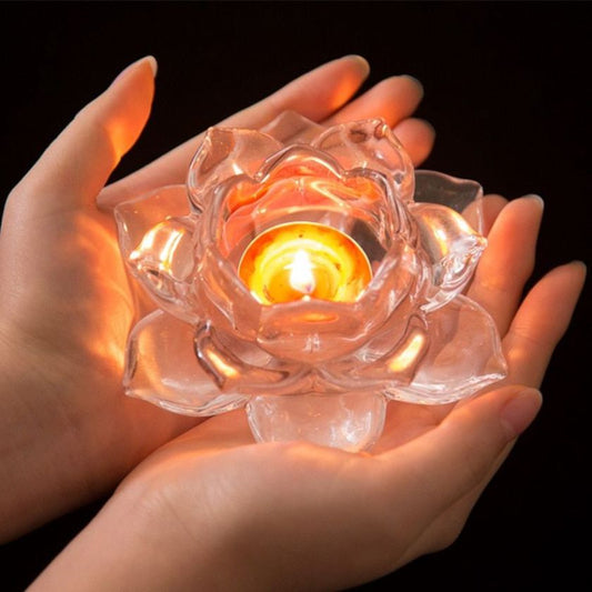 Crystal Lotus Candle Tealight Holders (Pack Of 6)