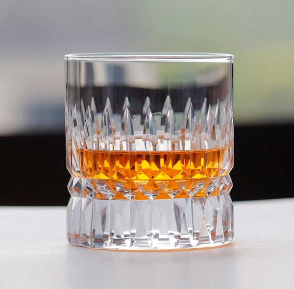 Heavy Hand Cut Crystal Whiskey Glasses - 150ML(Pack Of 6)