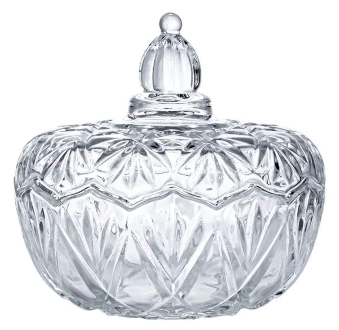 Crystal Glass Candy Round Shape jar Serving Bowl (Pack Of 1)