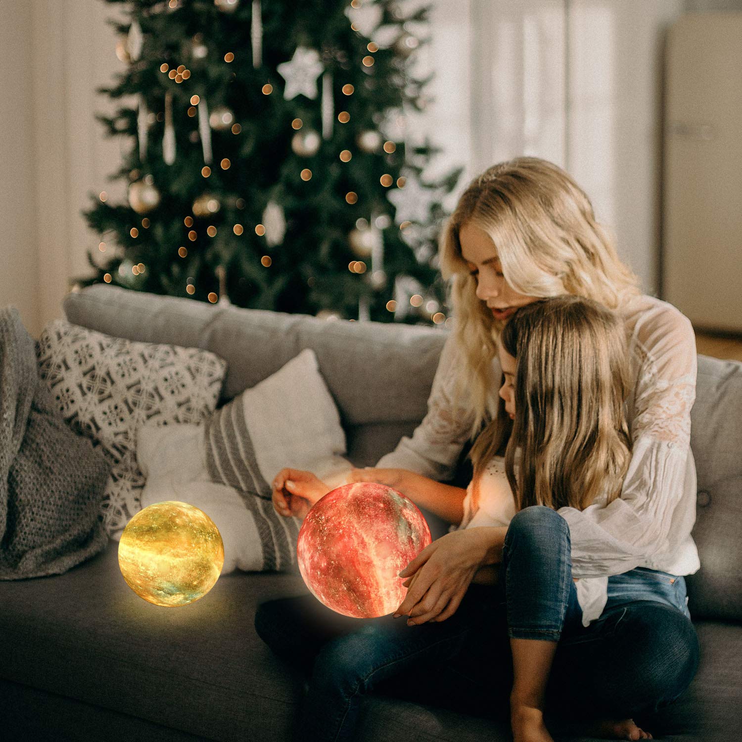 16 Colors LED Lamp, 3D Earth Lamp with Wood Stand - Skyborn