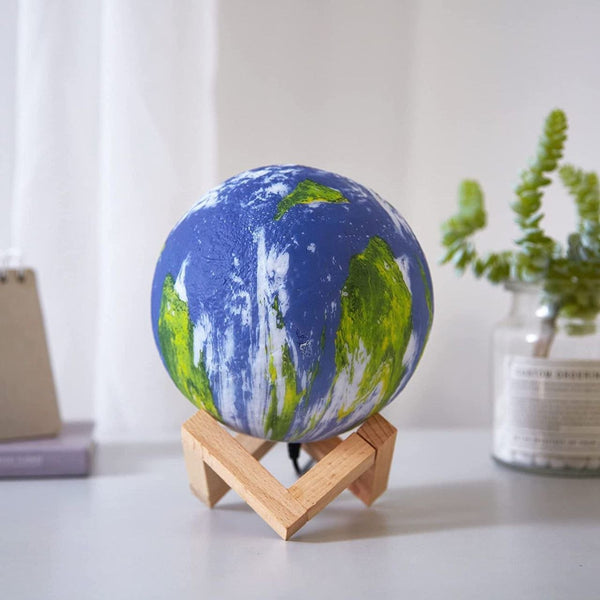 16 Colors LED Lamp, 3D Earth Lamp with Wood Stand - Skyborn
