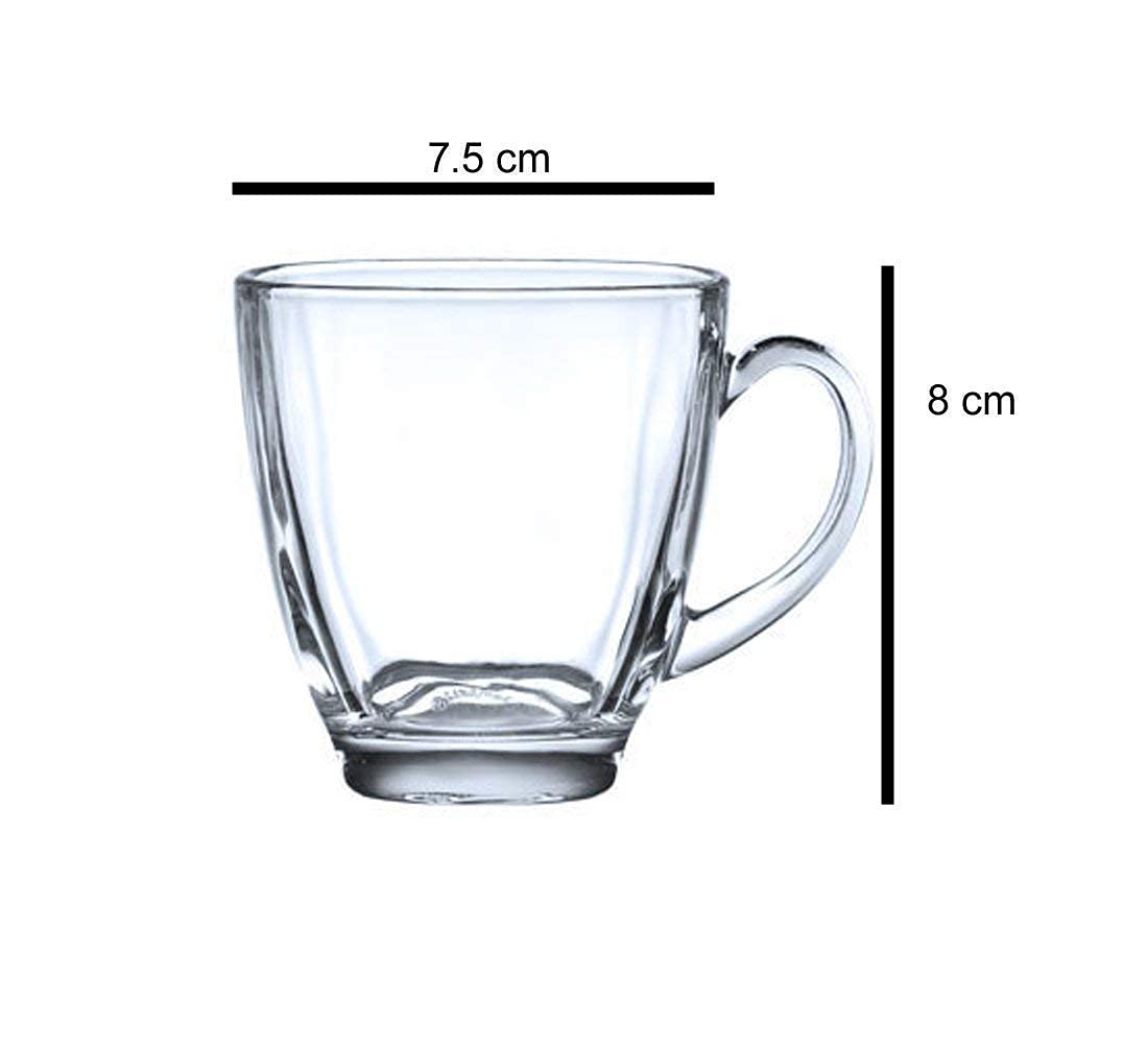 Oval Shape Crystal Glass Tea Cup - 150ML (Pack Of 6)