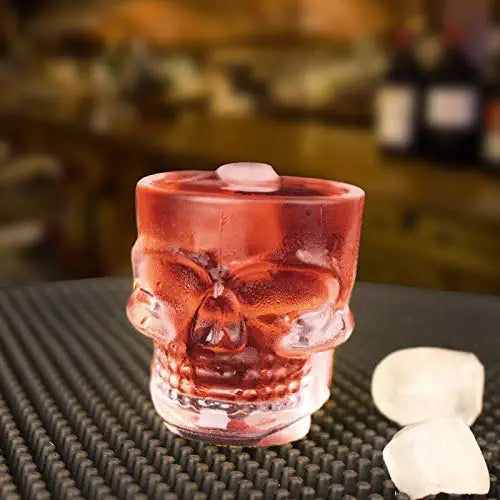 Skull Shape Crystal Clear Glass Shot Glass - 50 ml (Pack Of 12)