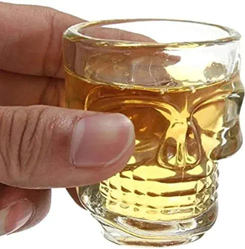 Skull Shape Crystal Clear Glass Shot Glass - 50 ml (Pack Of 12)